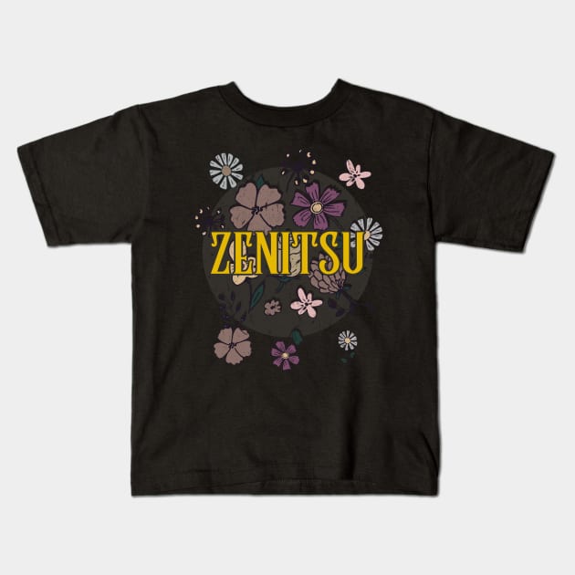 Aesthetic Proud Name Zenitsu Flowers Anime Retro Styles Kids T-Shirt by Kisos Thass